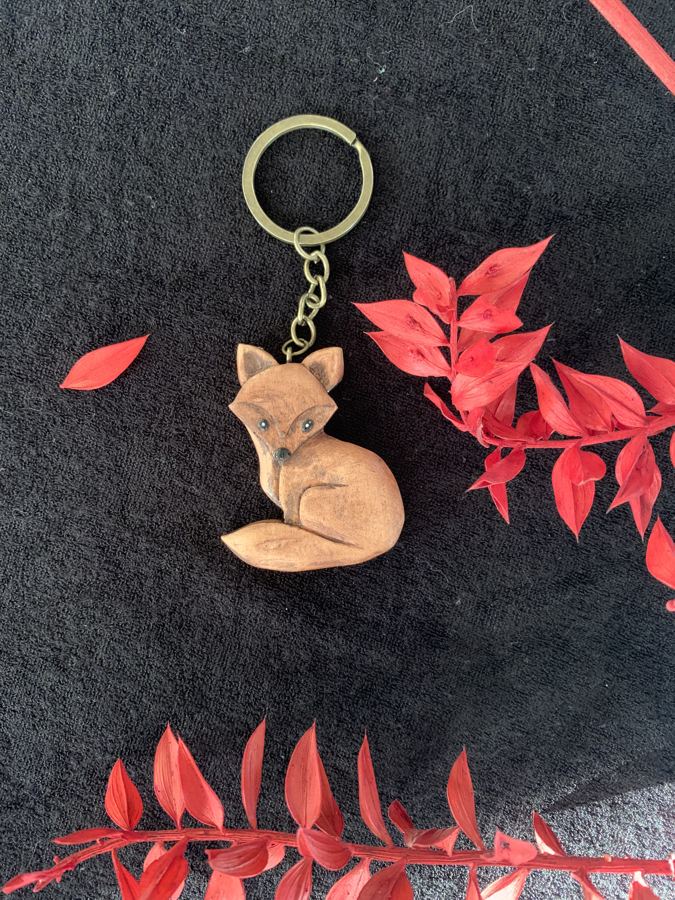 Sitting Fox Keychain